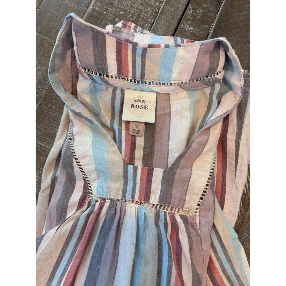 Knox Rose Women's Striped Mini Dress‎ Boho Casual Short Sleeve S